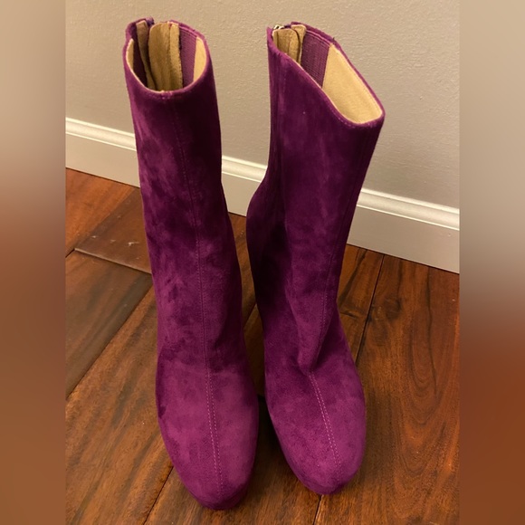 Lola Cruz Leste Suede Boots Fuchsia /Purple Platform Booties Women’s Size 37 - Picture 6 of 9